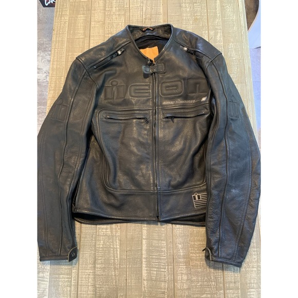 ICON Men's M Motorhead Asphalt Technologies Armored Leather Motorcycle Jacket - Picture 1 of 11